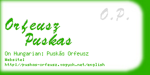 orfeusz puskas business card